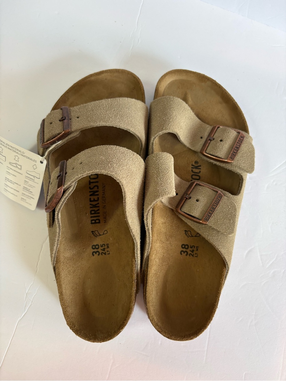 NWT Birkenstock Arizona Suede Leather Sandals Size 38 - Picture 13 of 13